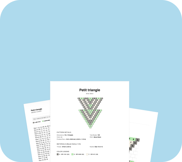 PDF export pages showing bead pattern charts