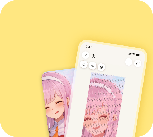 Phone showing image being converted to bead pattern