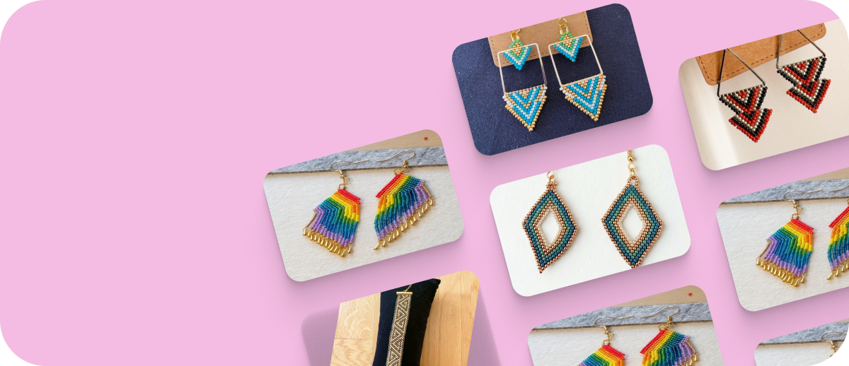 Beaded earrings, bracelets and fringe designs