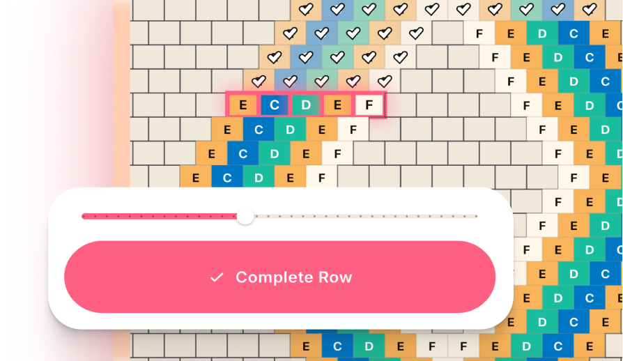 Progress tracking view with row completion